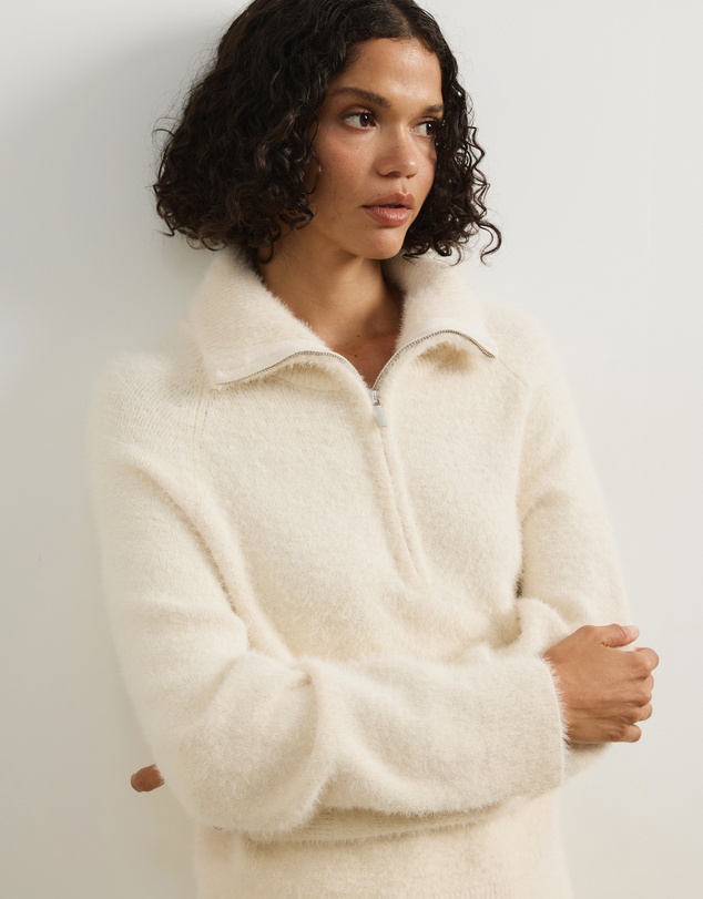 Atmos&Here - Jordie Half Zip Fluffy Turtleneck Sweater