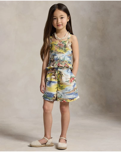 Polo Ralph Lauren - Tropical-Print Smocked Boxy Top & Shorts - Kids