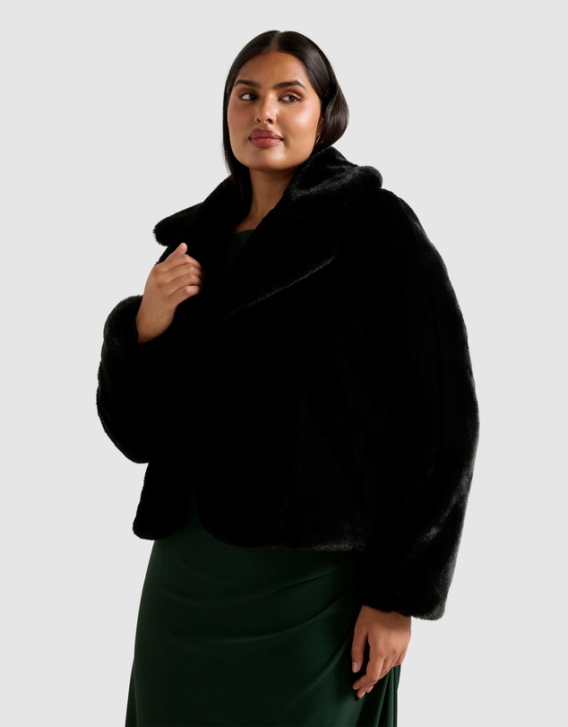Forever New Curve - Anara Curve Panelled Faux Fur Coat