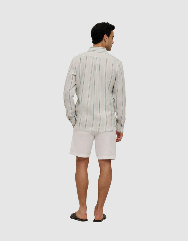 Trenery - Yarn Dyed Linen Multi Stripe Long Sleeve Shirt