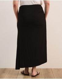 Atmos&Here Curvy - Tara Jersey Maxi Skirt with Gathers