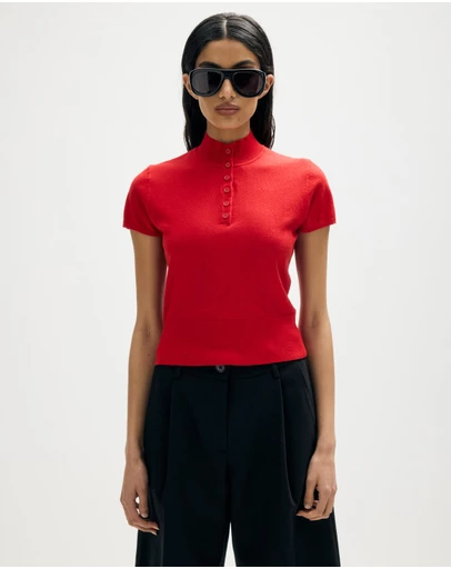 Minima Esenciales - Zoa Cotton Cashmere Funnel Neck Knit Top