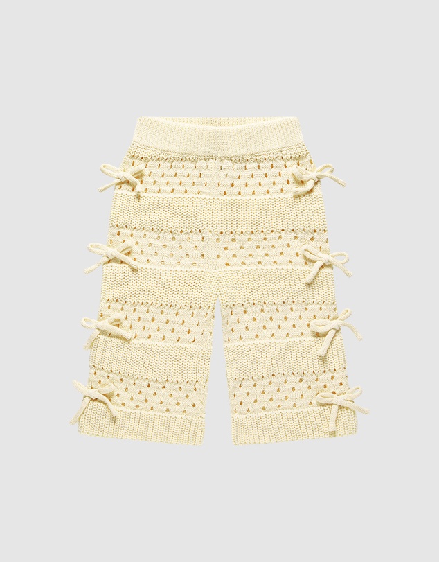 Kynd Baby - Knit Bow Pant in Ivory