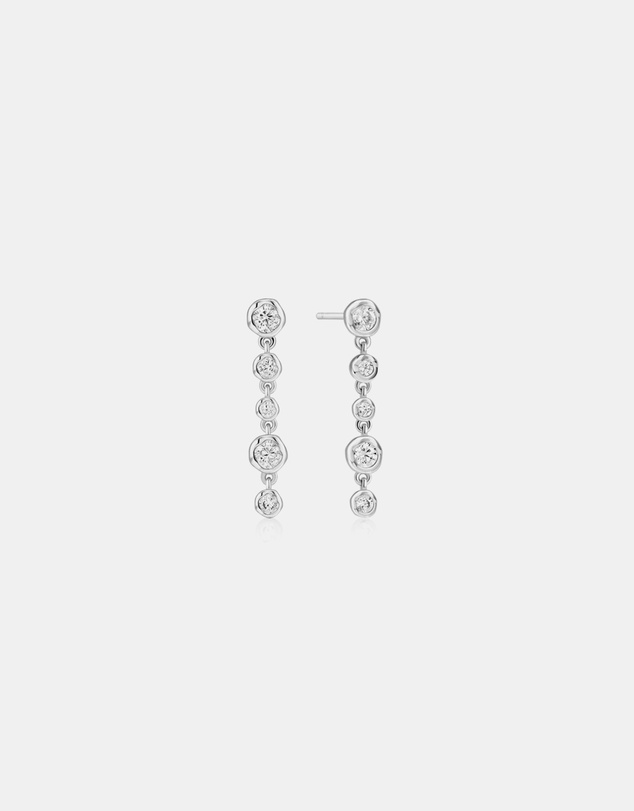 Ania Haie - Ania Haie Silver Molten Cascade Bezel-Set Drop Stud Earrings