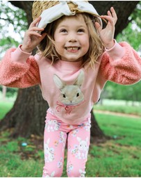 Rock Your Kid - Hunny Bunny Fuzzy Sweatshirt in Peach