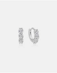 Ania Haie - Silver Trio Sparkle Huggie Hoop Earrings