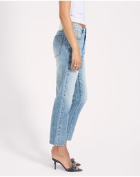 ONE TEASPOON - Slims High Waist Cropped Slim Fit Denim Jeans - Sunset Blue