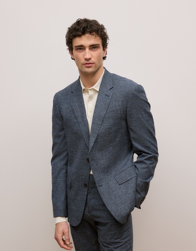 Trenery - Cotton Wool Blend Blazer in Navy