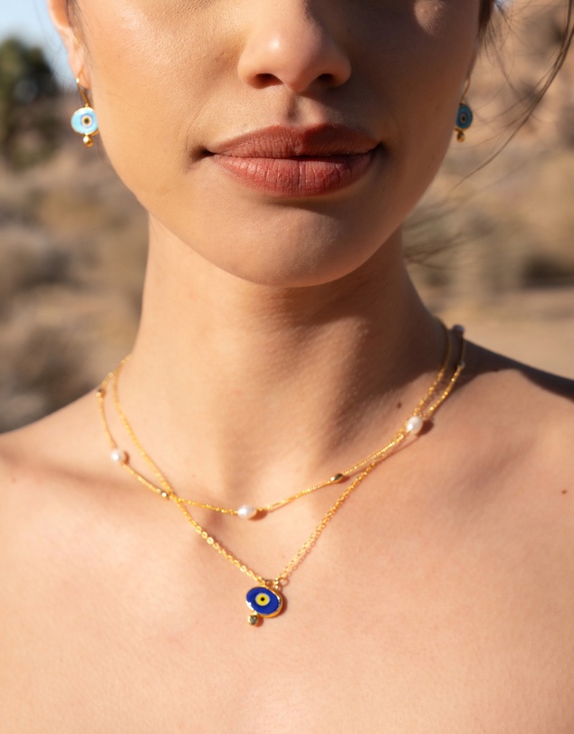 Ottoman Hands - Alara Navy Evil Eye Pendant Necklace