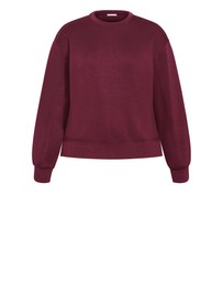 City Chic - Plus size Mae Crew Neck Sweatshirt - dark cherry