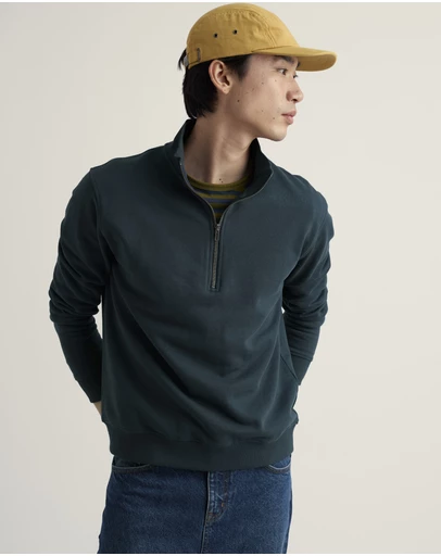 Seasalt - Men's Wood Moss Quarter Zip Sweatshirt