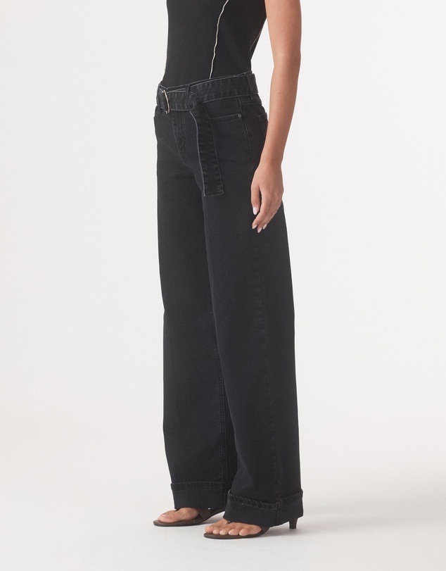 Outland Denim - Mia Cuffed Mid Wide Belted Jeans