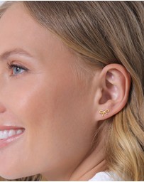 Elli Jewelry - Earrings Stud Bow Trend with Zirconia Crystals in 925 Sterling Silver Gold Plated