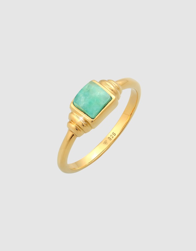 Elli Jewelry - Amazonite Band Ring in Gold-Plated 925 Silver