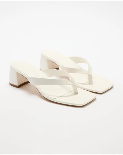 Atmos&Here - Gemma Block Leather Thong Heels