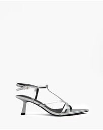 RAID - Layne Pointed Toe Kitten heeled sandals in Silver