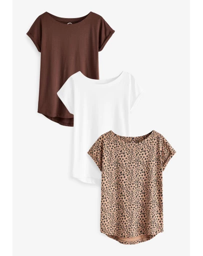 NEXT - 100% Cotton Cap Sleeve T-Shirts 3 Pack