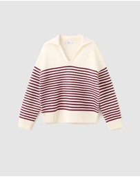 M.N.G - Striped Polo-Neck Sweater