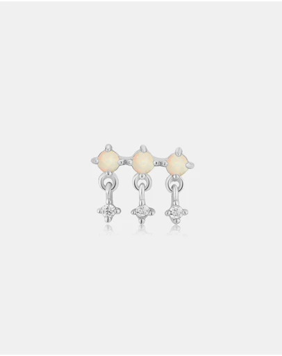 Ania Haie - Ania Haie Silver Kyoto Opal Drop Sparkle Barbell Single Earring