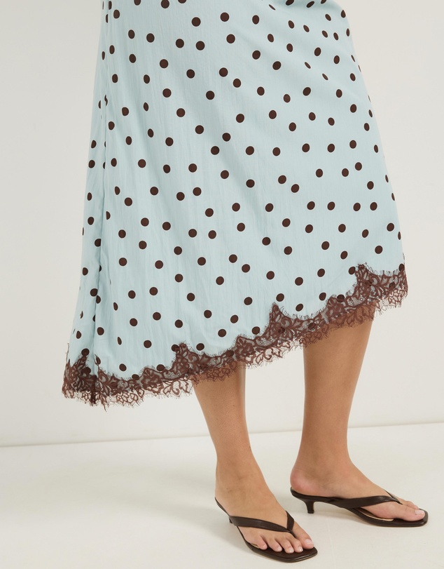 Atmos&Here Curvy - Polka Dot Midi Dress With Lace Trim