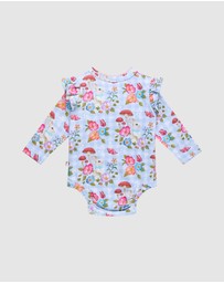 Fleur Harris - 'Curious Bunny' Frill Bodysuit in Cornflower