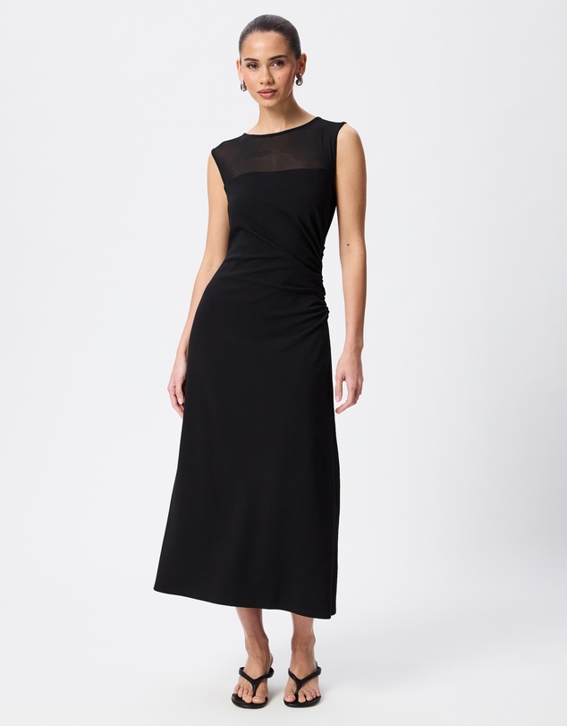 Tussah - Amelia Sheer Panel Gathered Waist Midi Dress