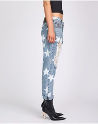 ONE TEASPOON - Saints Low Waist Boyfriend Denim Jeans - Starwash Blue