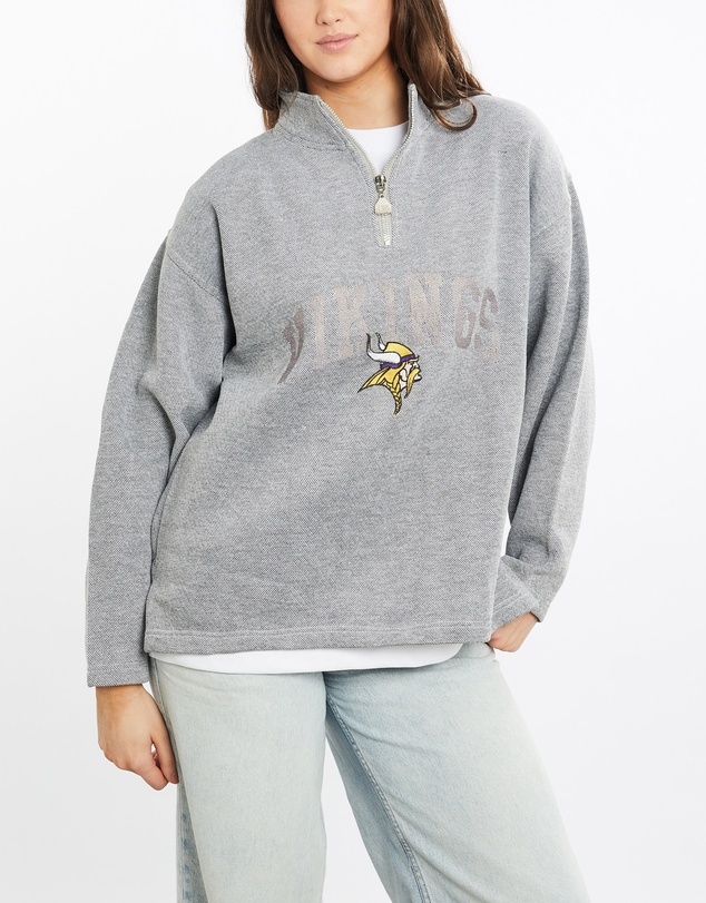 Vintage by The Real Deal - Pre Loved - Vintage 90s NFL Minnesota Vikings Quarter Zip Sweatshirt