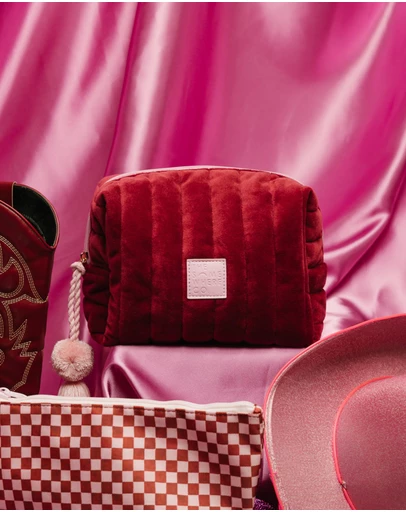 The Somewhere Co - Burgundy Velvet Cosmetic Case