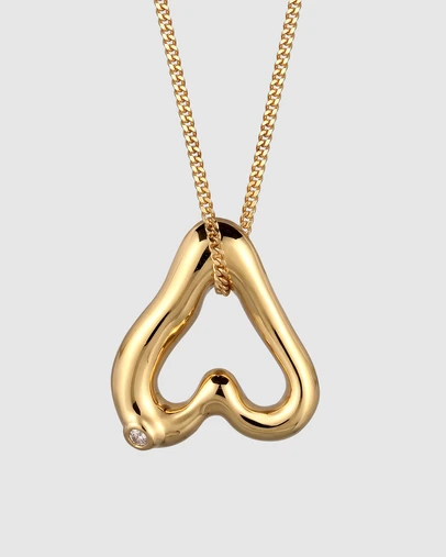Elli Jewelry - Liquid Heart Topaz Necklace in Gold-Plated 925 Silver