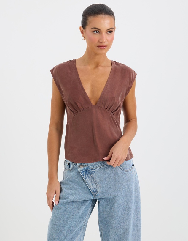 Calli - Fern V-Neck Cupro Top
