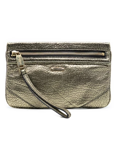 Pre-Loved by Azura Reborn - Pre-Loved Metallic Grained Leather Wristlet Clutch