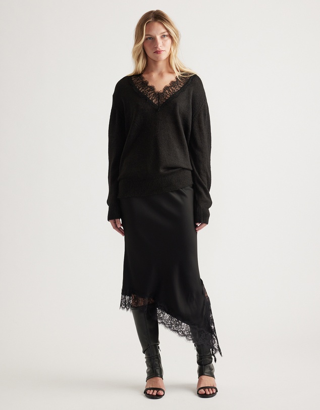 Decjuba - Celia Lace Trim V Neck Jumper