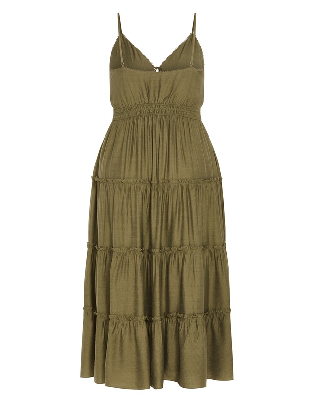 City Chic - Plus size Aiza Tier Maxi Dress - khaki