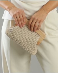 Morgan & Taylor - Erica Woven Clutch in Beige