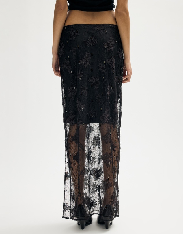 Minima Esenciales - Ninon Beaded Lace Maxi Skirt