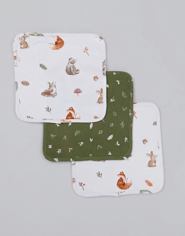 Living Textiles - 3 Pack Wash Cloths - Fox & Friends