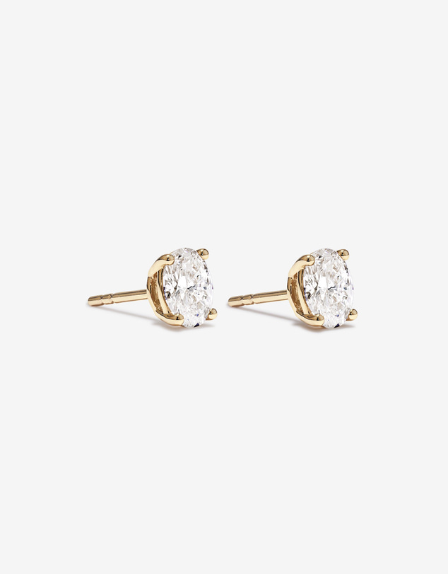 Michael Hill - 1.00 Carat TW Oval Cut Laboratory-Grown Diamond Solitaire Stud Earrings in 10kt Yellow Gold