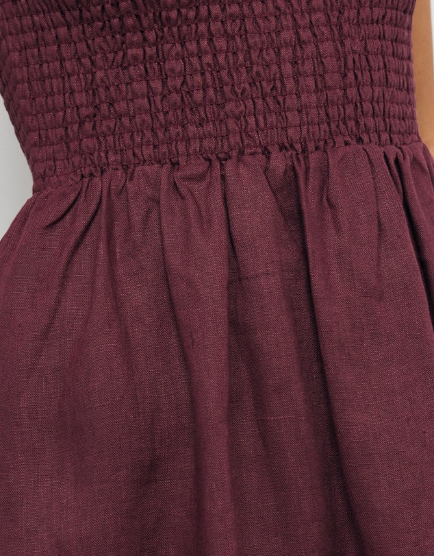 AERE - Mia Shirred Linen Mini Dress