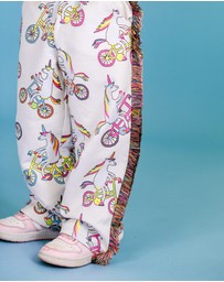 Rock Your Kid - Unicorn Bike Funky Fringe Track Pant in Cream
