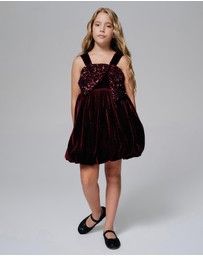 Bardot Junior - Kirrily Velour Bow Dress - Kids-Teens