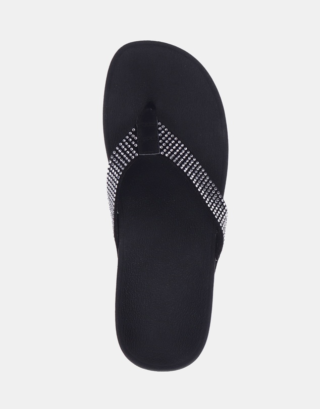 Mia Vita - Allora Toe Post Sandal - Black Rhinestone