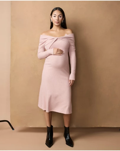Soon Maternity - Twist Off shoulder Dress