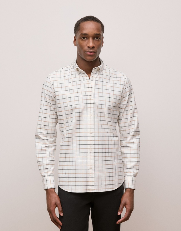 Trenery - Fine Check Oxford Shirt in Marshmallow