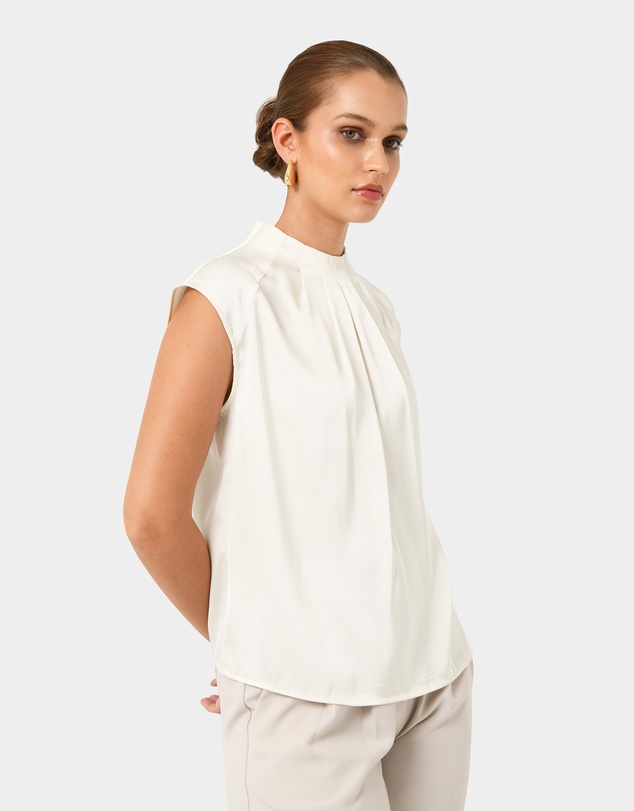 Forcast - Kiar Pleated Satin Top