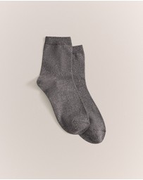 Trenery - Metallic Rib Crew Sock in Cinder