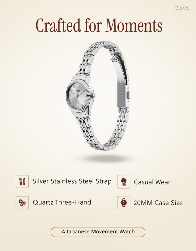 Fossil - Scarlette Silver Tone Analogue Watch