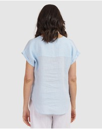 CAMIXA - Martina Linen V-Neck T-shirt