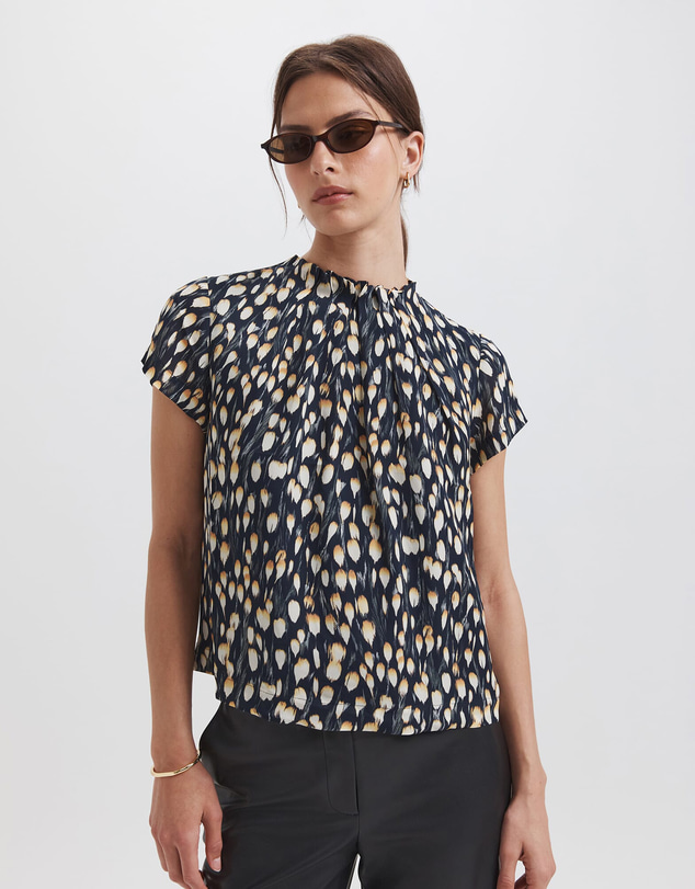 SABA - Starling Silk High Neck Short Sleeve Top