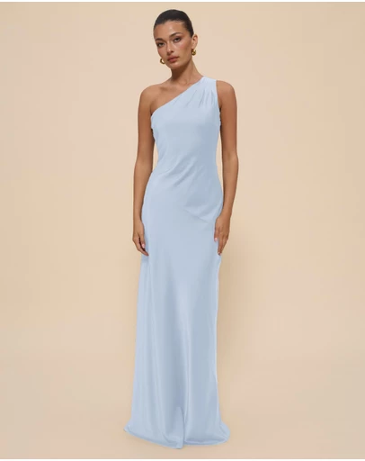 CHANCERY - Hallie Satin One Shoulder Drape Maxi Dress